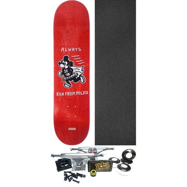 5Boro NYC Skateboards Always Run Red Skateboard Deck - 8" x 31.875" - Complete Skateboard Bundle